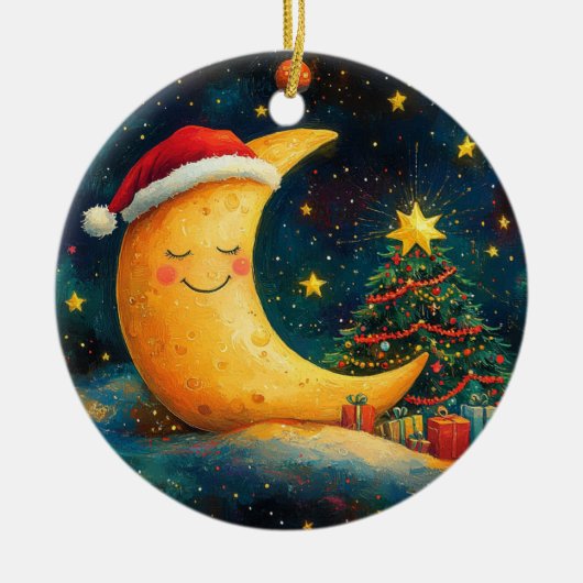 Grappige Kerstmaan Melkweg Viering Keramisch Ornament (Voorkant)