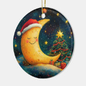 Grappige Kerstmaan Melkweg Viering Keramisch Ornament (Links)