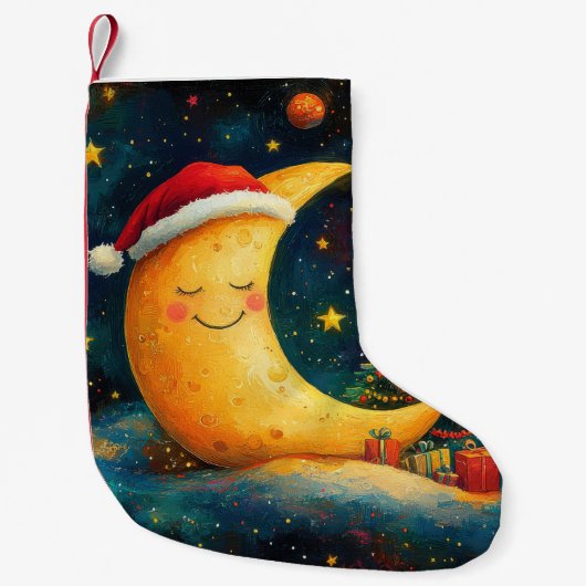 Grappige Kerstmaan Melkweg Viering Kleine Kerstsok (Voorkant)