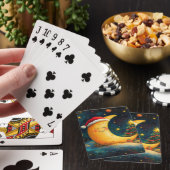 Grappige Kerstmaan Melkweg Viering Pokerkaarten (Insitu)