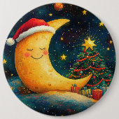 Grappige Kerstmaan Melkweg Viering Ronde Button 6,0 Cm (Voorkant)