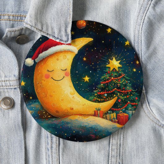 Grappige Kerstmaan Melkweg Viering Ronde Button 6,0 Cm (In situ)