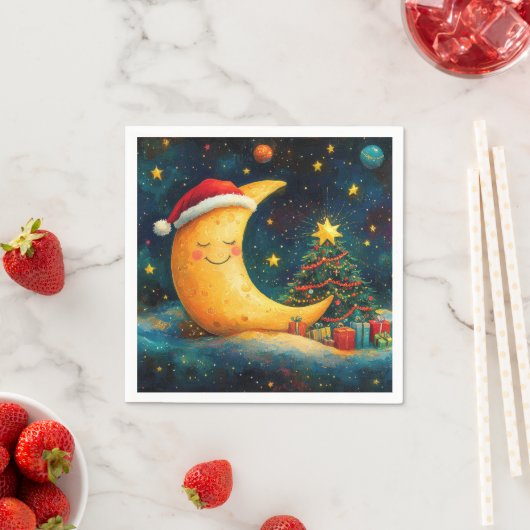 Grappige Kerstmaan Melkweg Viering Servet (Insitu)