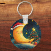 Grappige Kerstmaan Melkweg Viering Sleutelhanger (Voorkant)