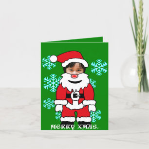 Grappige kerstman. Aangepaste Santa Claus foto Feestdagen Kaart