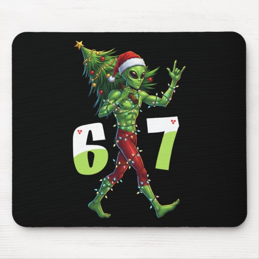 Grappige Kerstman Alien Zes Zeven Meme 67 Kerstman Muismat (Voorkant)