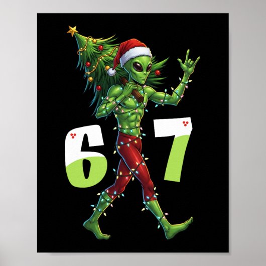 Grappige Kerstman Alien Zes Zeven Meme 67 Kerstman Poster (Voorkant)
