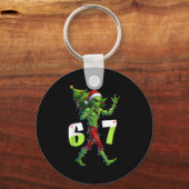 Grappige Kerstman Alien Zes Zeven Meme 67 Kerstman Sleutelhanger (Voorkant)