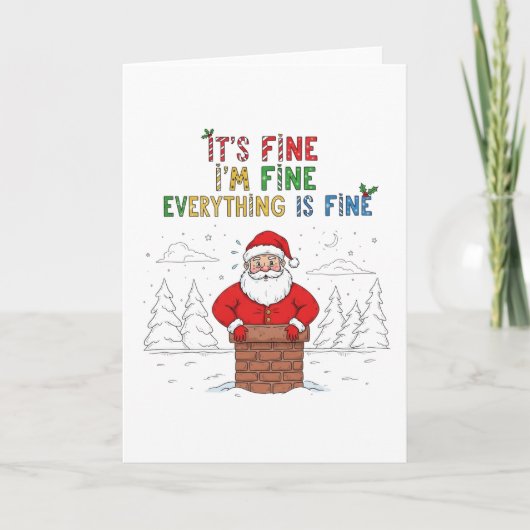 Grappige Kerstman Alles is Goed Feestdagen Kaart (Voorkant)