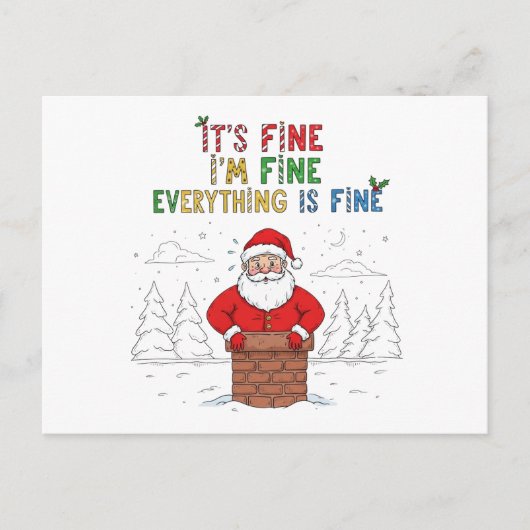 Grappige Kerstman Alles is in orde Feestdagenkaart (Voorkant)