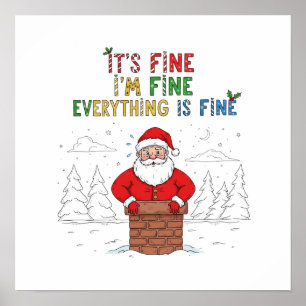 Grappige Kerstman "Alles is in orde" Poster