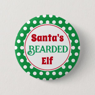 Grappige Kerstman Baardige Elf Kerst Knop Speld Ronde Button 5,7 Cm