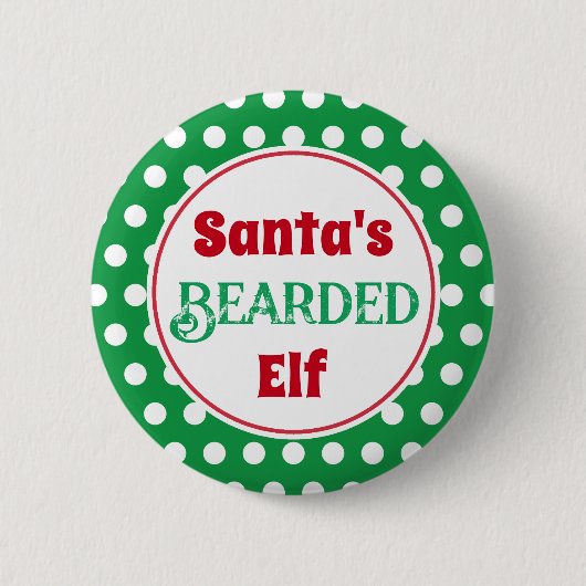 Grappige Kerstman Baardige Elf Kerst Knop Speld Ronde Button 5,7 Cm (Voorkant)