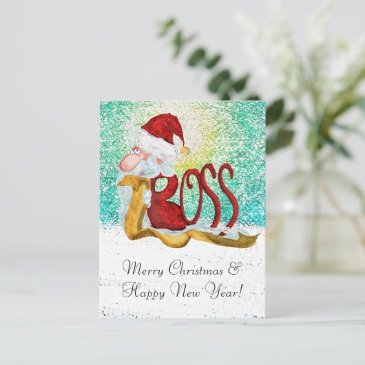 Grappige Kerstman baas Kerstmis Feestdagenkaart (Staand voorkant)