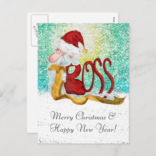 Grappige Kerstman baas Kerstmis Feestdagenkaart (Voorkant / Achterkant)