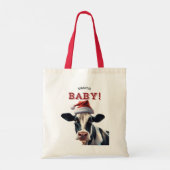 Grappige Kerstman Baby Kerst Holstein Koe Tote Bag (Achterkant)
