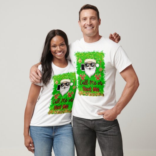 Grappige Kerstman bel me of sms me. T-shirt (Unisex)