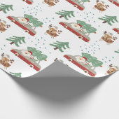 Grappige Kerstman Besneeuwde bossen Kerstmis Cadeaupapier (Hoek)