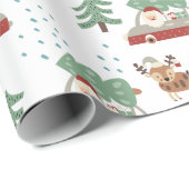 Grappige Kerstman Besneeuwde bossen Kerstmis Cadeaupapier (Rol Hoek)