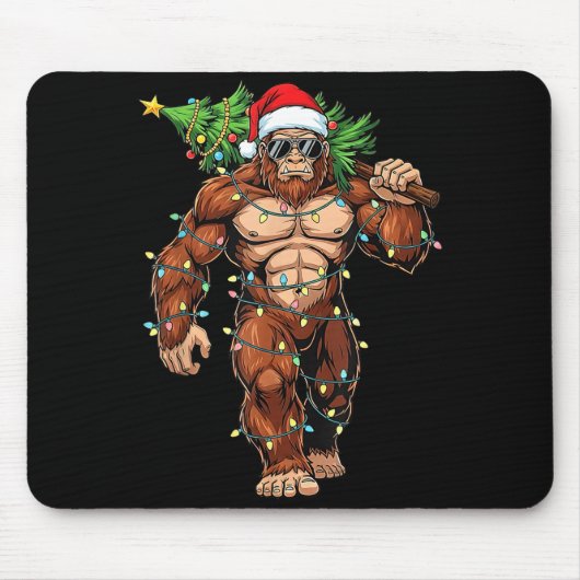 Grappige Kerstman Bigfoot Kerstboom Kerst Crypt Muismat (Voorkant)