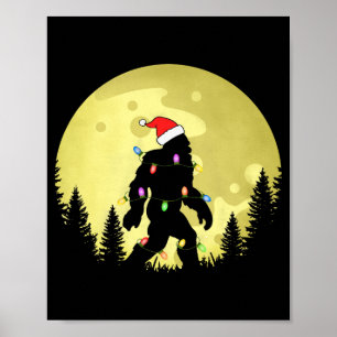Grappige Kerstman Bigfoot Kerstman Hoed Maan Sasqu Poster