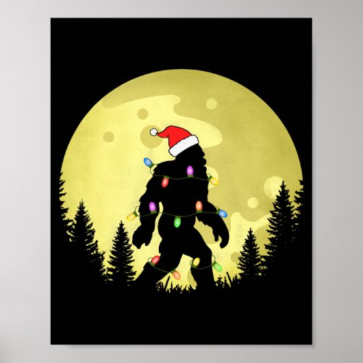 Grappige Kerstman Bigfoot Kerstman Hoed Maan Sasqu Poster (Voorkant)