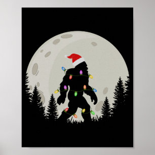 Grappige Kerstman Bigfoot Kerstman Hoed Maan Sasqu Poster