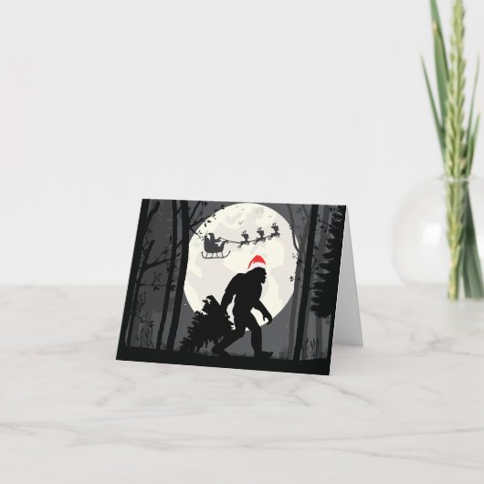 Grappige Kerstman Bigfoot Met Sinterklaas In het B Kaart (Voorkant)