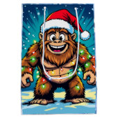 Grappige Kerstman Bigfoot Sasquatch Medium Cadeauzakje (Achterkant)