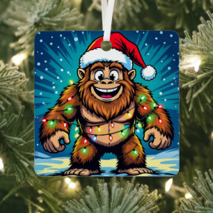 Grappige Kerstman Bigfoot Sasquatch Metalen Ornament