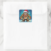 Grappige Kerstman Bigfoot Sasquatch Vierkante Sticker (Tas)