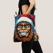 Grappige Kerstman Bigfoot Tote Bag (Dichtbij)