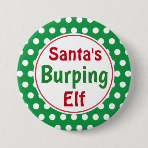 Grappige Kerstman Boerende Elf Kerst Knop Speld Ronde Button 7,6 Cm