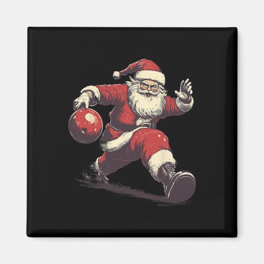 Grappige Kerstman Bowler Bowling Speler Kerstmis X Magneet (Voorkant)