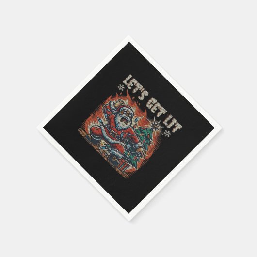 Grappige Kerstman brandt Laten we verlicht krijgen Servet (Hoek)