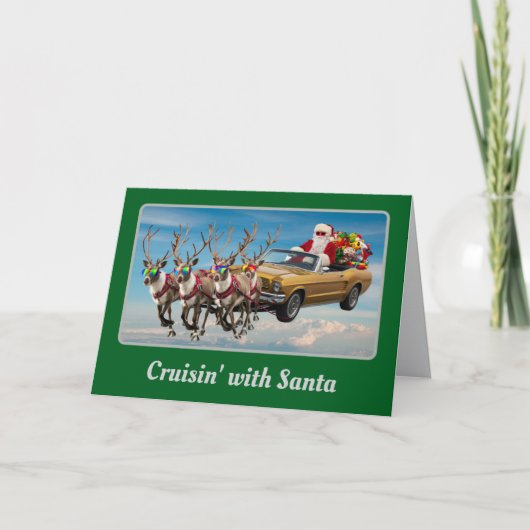 Grappige Kerstman Cabrio Vakantie Kaart (Voorkant)