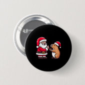 Grappige Kerstman Capybara High-five X Ronde Button 5,7 Cm (Voorkant /achterkant)