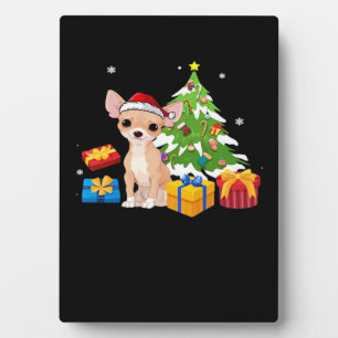 Grappige Kerstman Chihuahua Hond Kerstboom Cadeaus Fotoplaat