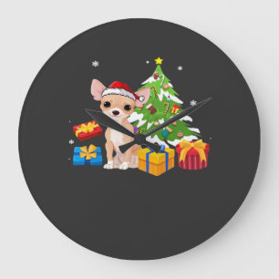 Grappige Kerstman Chihuahua Hond Kerstboom Cadeaus Grote Klok