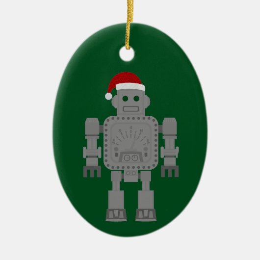 Grappige Kerstman Claus Robot Keramisch Ornament (Voorkant)