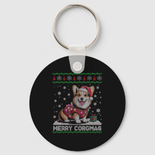 Grappige Kerstman Corgi Hond Vrolijke Corgmas Vers Sleutelhanger
