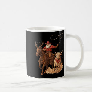 Grappige Kerstman Cowboy Rodeo Rendier Western Paa Koffiemok