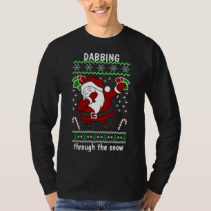 Grappige kerstman dabbing door de sneeuw t-shirt