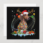 Grappige Kerstman Dachshund Rendier Licht Kerstmis Notitiekaartje (Voorkant / Achterkant)