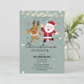 Grappige Kerstman Dancing Christmas Dinner Kaart (Staand voorkant)