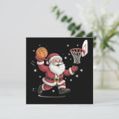 Grappige Kerstman die Basketbal speelt Kerstcadeau Feestdagenkaart (Staand voorkant)