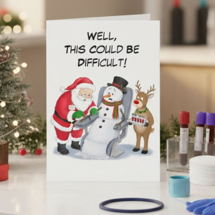 Grappige Kerstman die Bloed Afneemt Flebotomist Kaart