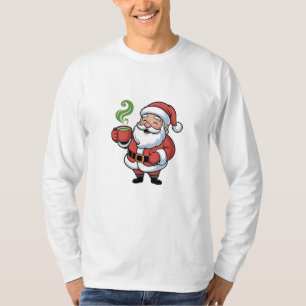 Grappige Kerstman die een Matcha-drank vasthoudt T-shirt