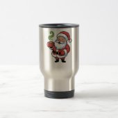 Grappige Kerstman die een Matcha-drankje vasthoudt Reisbeker (Center)