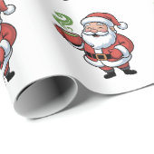 Grappige Kerstman die een Matcha-Drink vasthoudt Cadeaupapier (Rol Hoek)